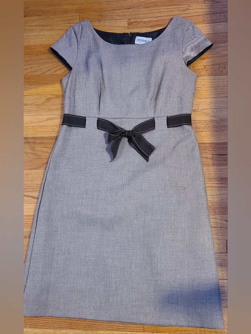 Studio 1 Brown Beige Cap Sleeve Belted Dress Size 14